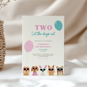 Two Let The Dogs Out 2nd Birthday Invitation Template for Toddler L35