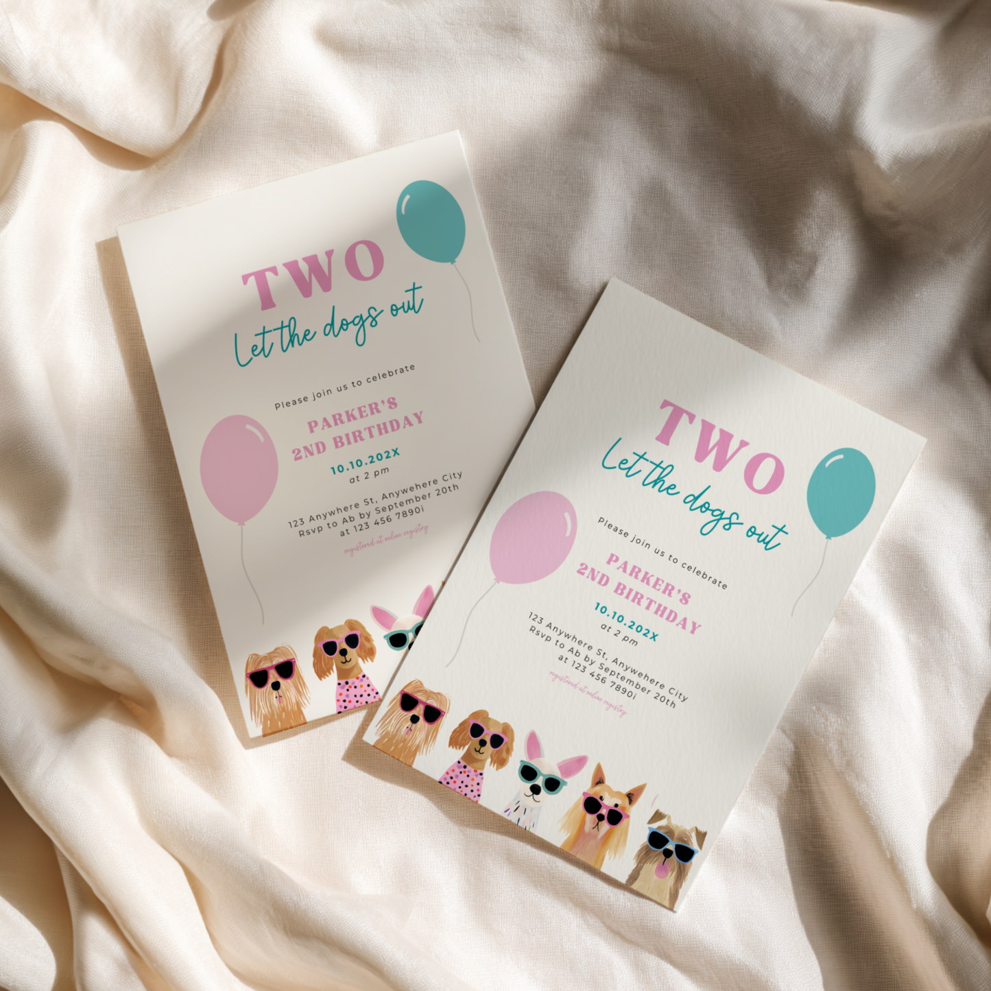 Two Let The Dogs Out 2nd Birthday Invitation Template for Toddler L35