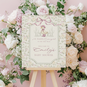Baby Shower Welcome Sign - Vintage Little Cowgirl Goose Coquette BS150