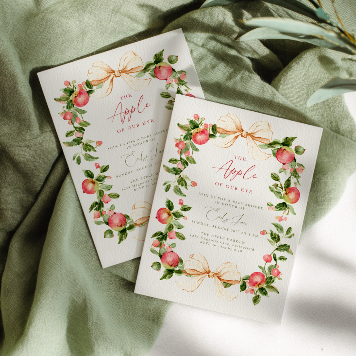 Baby Shower Invitation - Vintage Apple Of Our Eye BS227