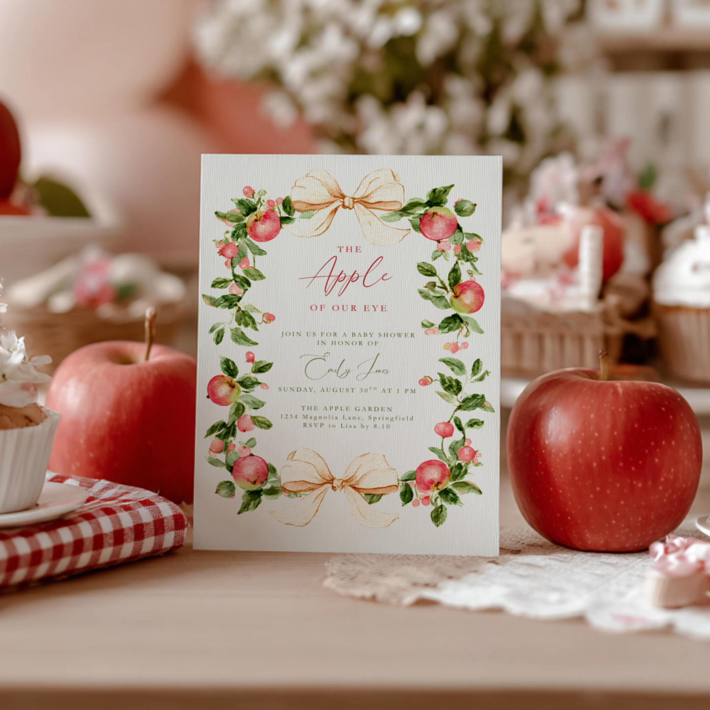 Baby Shower Invitation - Vintage Apple Of Our Eye BS227