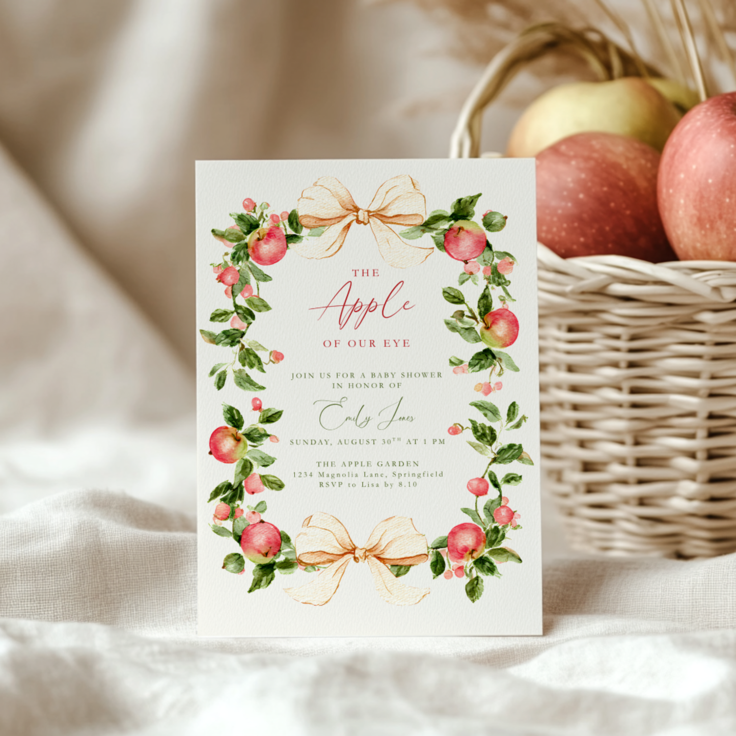 Baby Shower Invitation - Vintage Apple Of Our Eye BS227