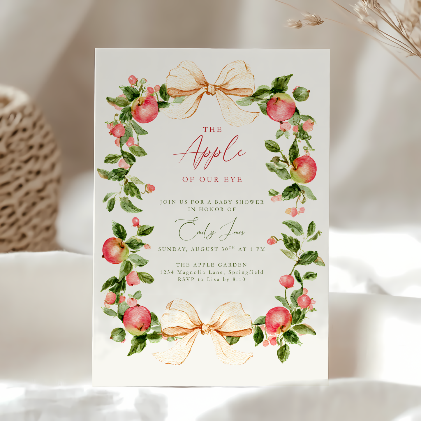 Baby Shower Invitation - Vintage Apple Of Our Eye BS227