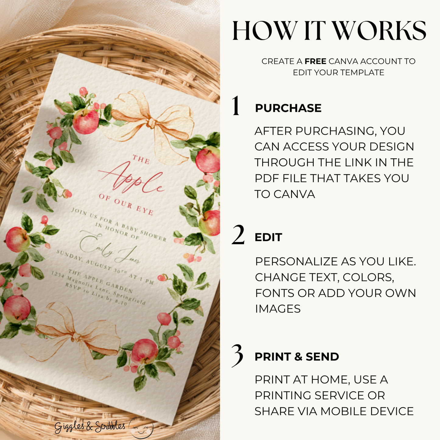 Baby Shower Invitation - Vintage Apple Of Our Eye BS227