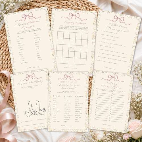 Vintage Floral Baby Shower Games Bundle BS150