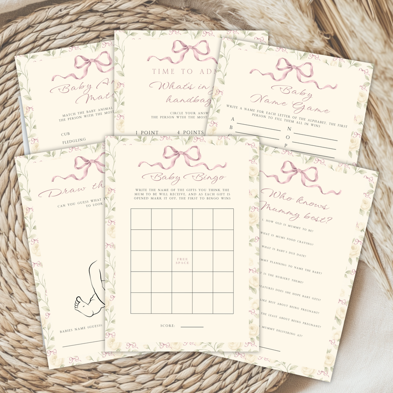Vintage Floral Baby Shower Games Bundle BS150