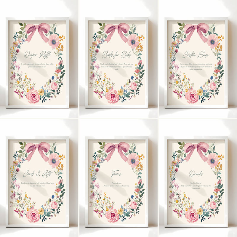 Baby Shower Mega Bundle - Baby In Bloom Vintage Floral with Coquette Bow BS71
