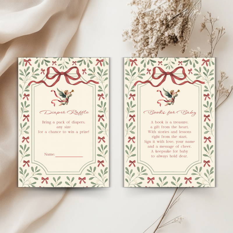 Baby Shower Invitation Bundle - Vintage Floral Christmas Bundle of Joy BS232