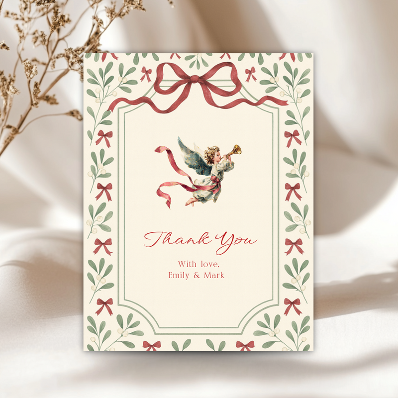 Baby Shower Invitation Bundle - Vintage Floral Christmas Bundle of Joy BS232
