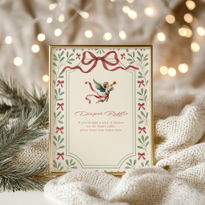 Baby Shower Table Sign Bundle - Vintage Floral Christmas BS232