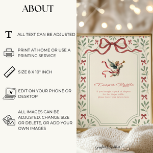 Baby Shower Table Sign Bundle - Vintage Floral Christmas BS232