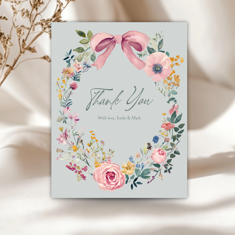 Baby Shower Invitation Bundle - Baby In Bloom Sage Green Hand Drawn Vintage Florals BS71