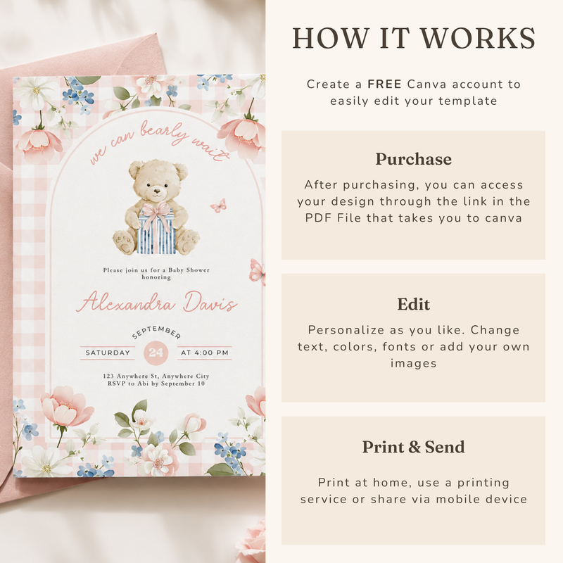 We Can Bearly Wait Baby Shower Invitation L98