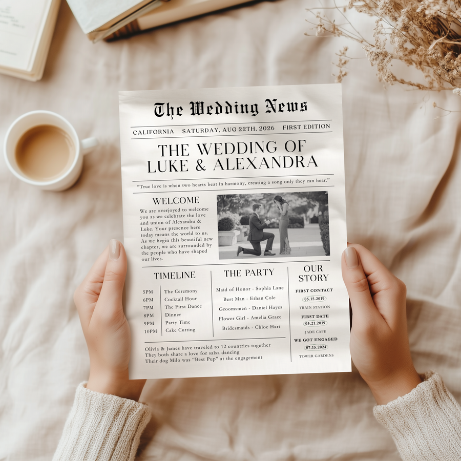 Editable Wedding Newspaper Front Page with Photo L28