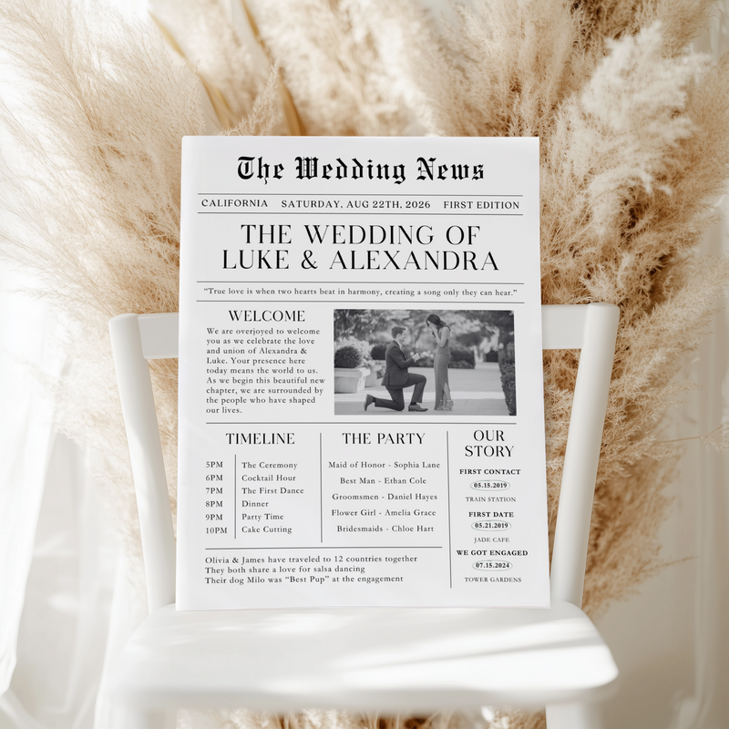 Editable Wedding Newspaper Front Page with Photo L28