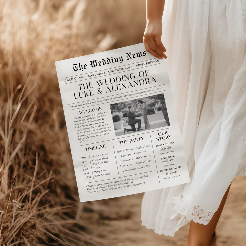 Editable Wedding Newspaper Front Page with Photo L28