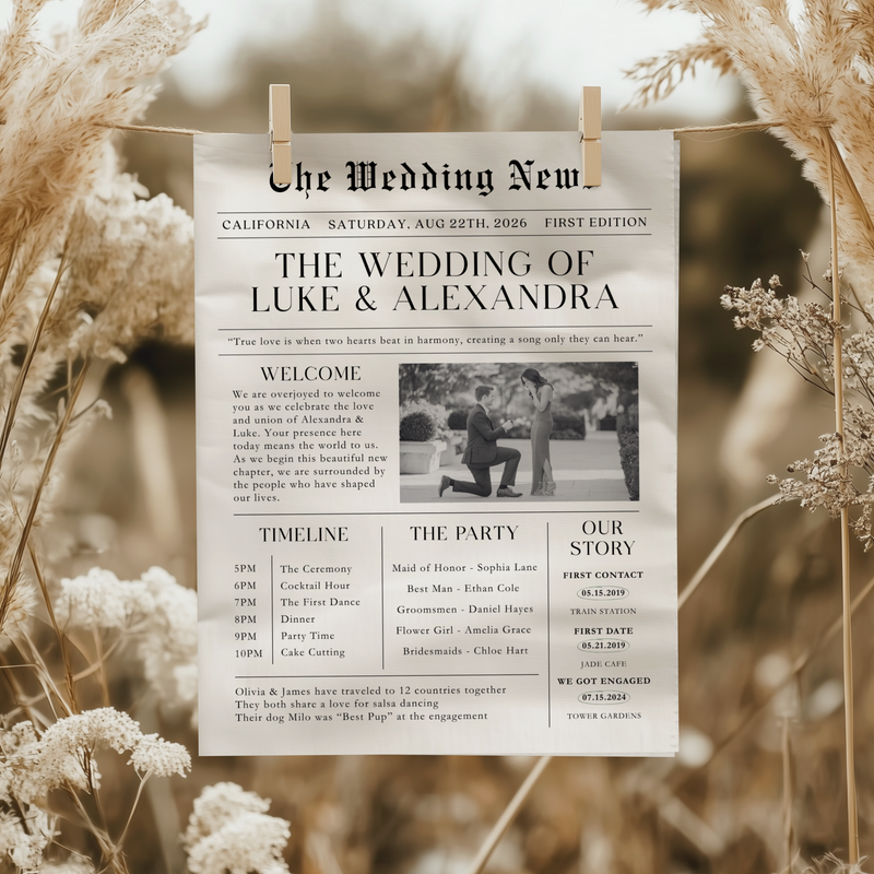 Editable Wedding Newspaper Front Page with Photo L28