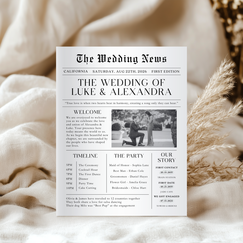 Editable Wedding Newspaper Front Page with Photo L28