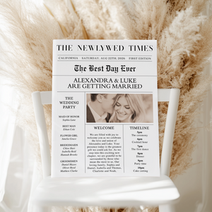 Editable Newlywed Times Wedding Newspaper Template L29