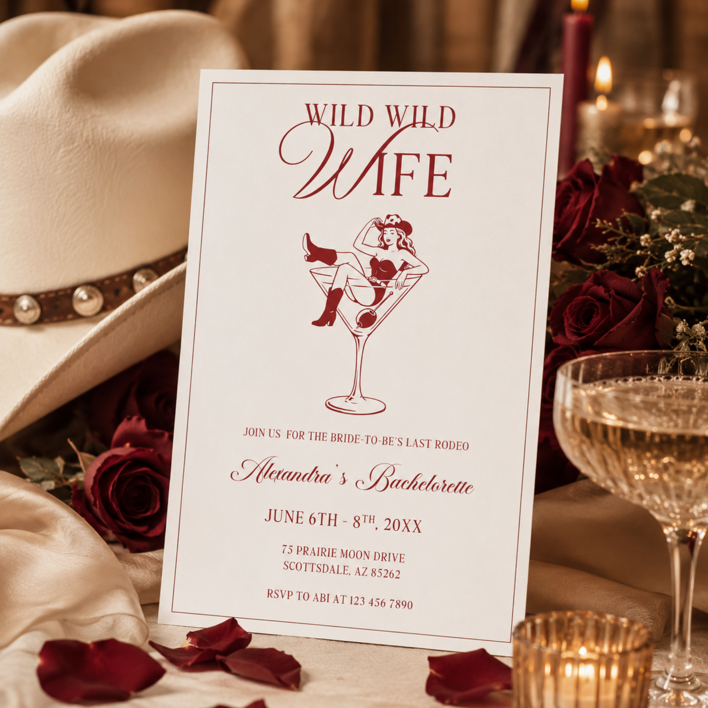 Wild Wild Wife Western Bachelorette Party Invitation L147