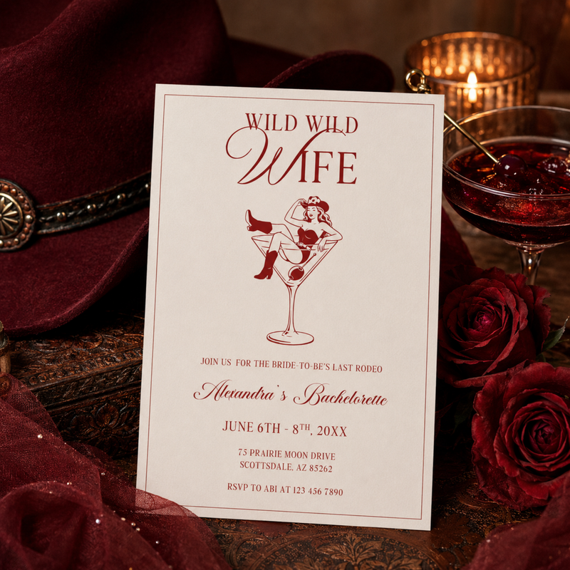 Wild Wild Wife Western Bachelorette Party Invitation L147