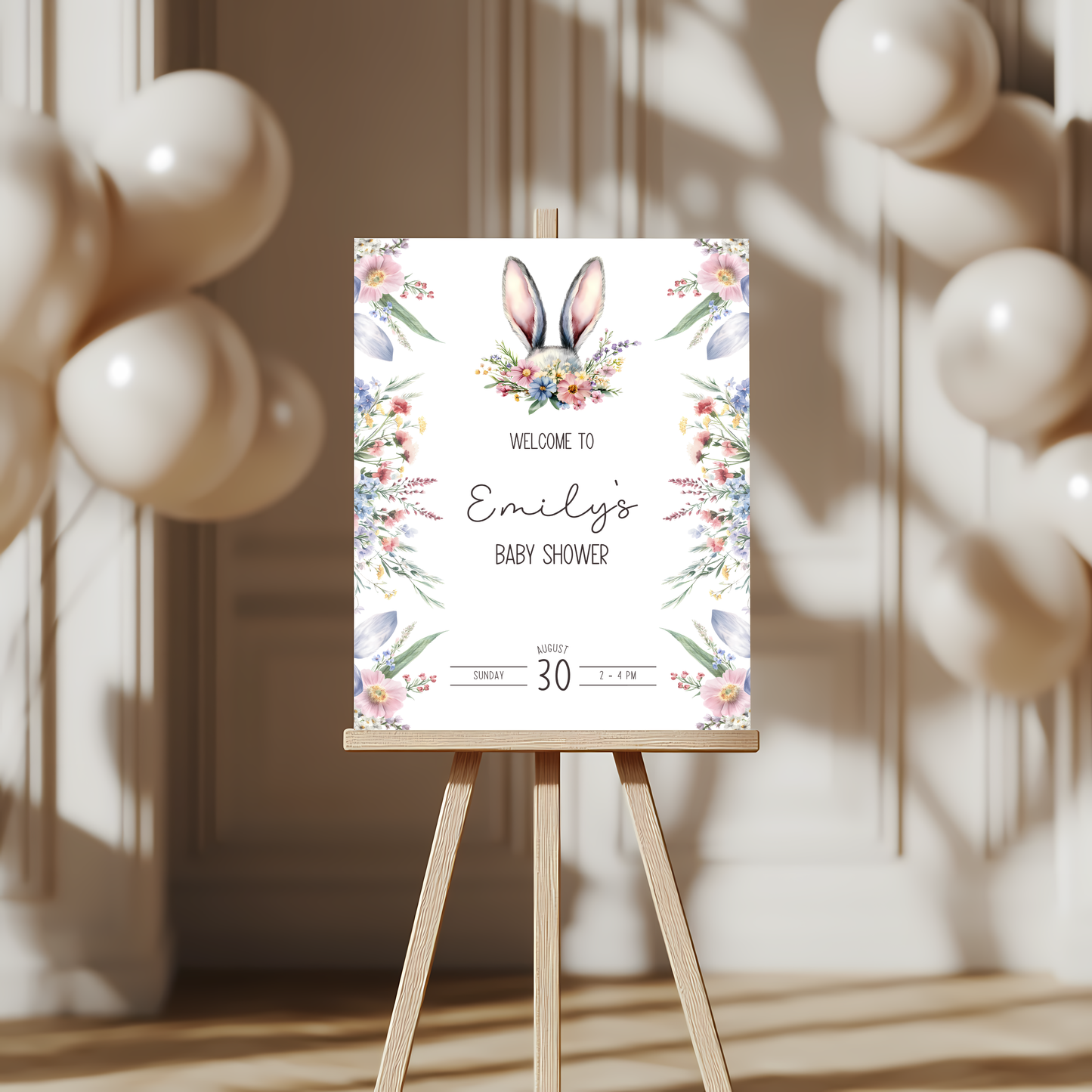 Baby Shower Welcome Sign - Wildflower Bunny Spring BS92