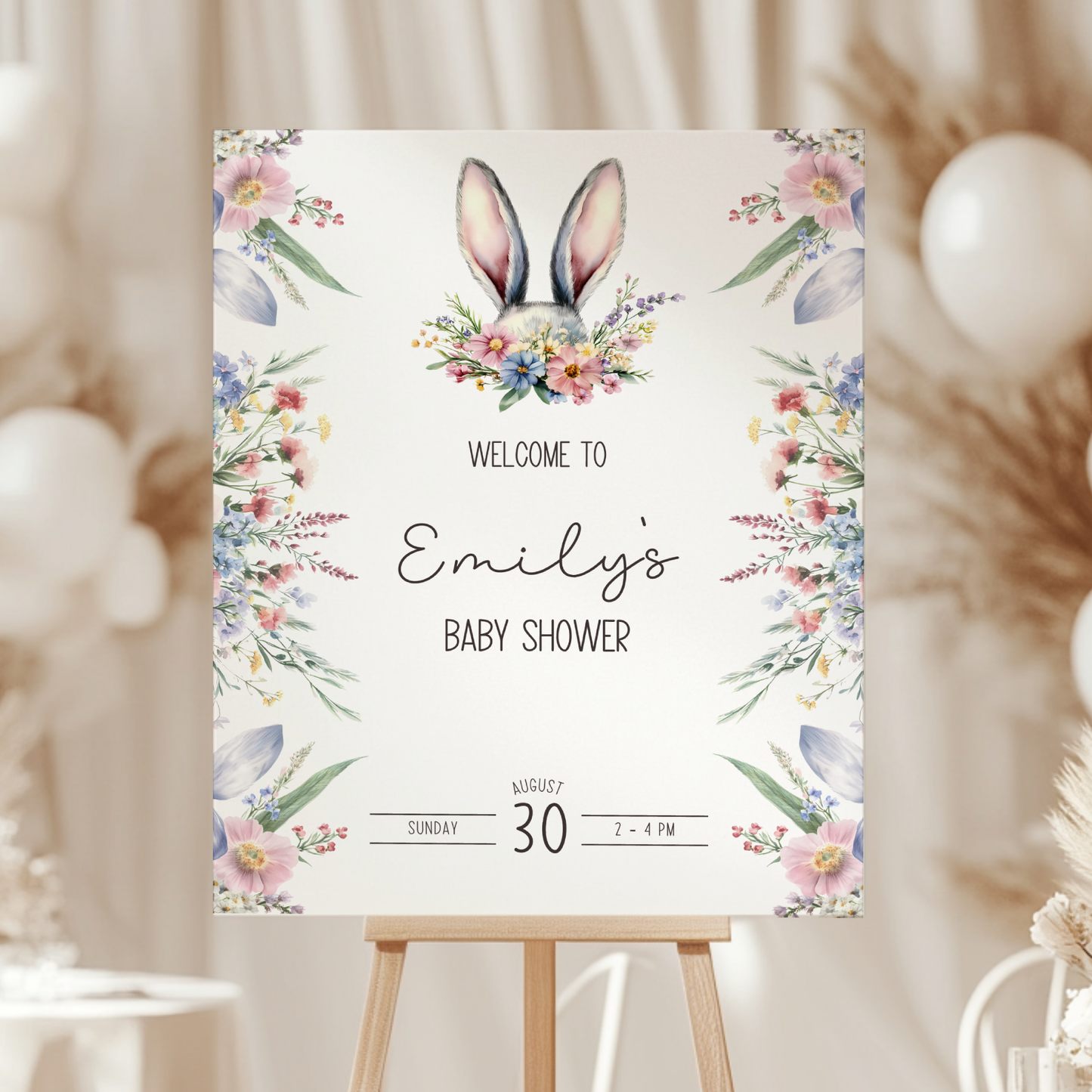 Baby Shower Welcome Sign - Wildflower Bunny Spring BS92