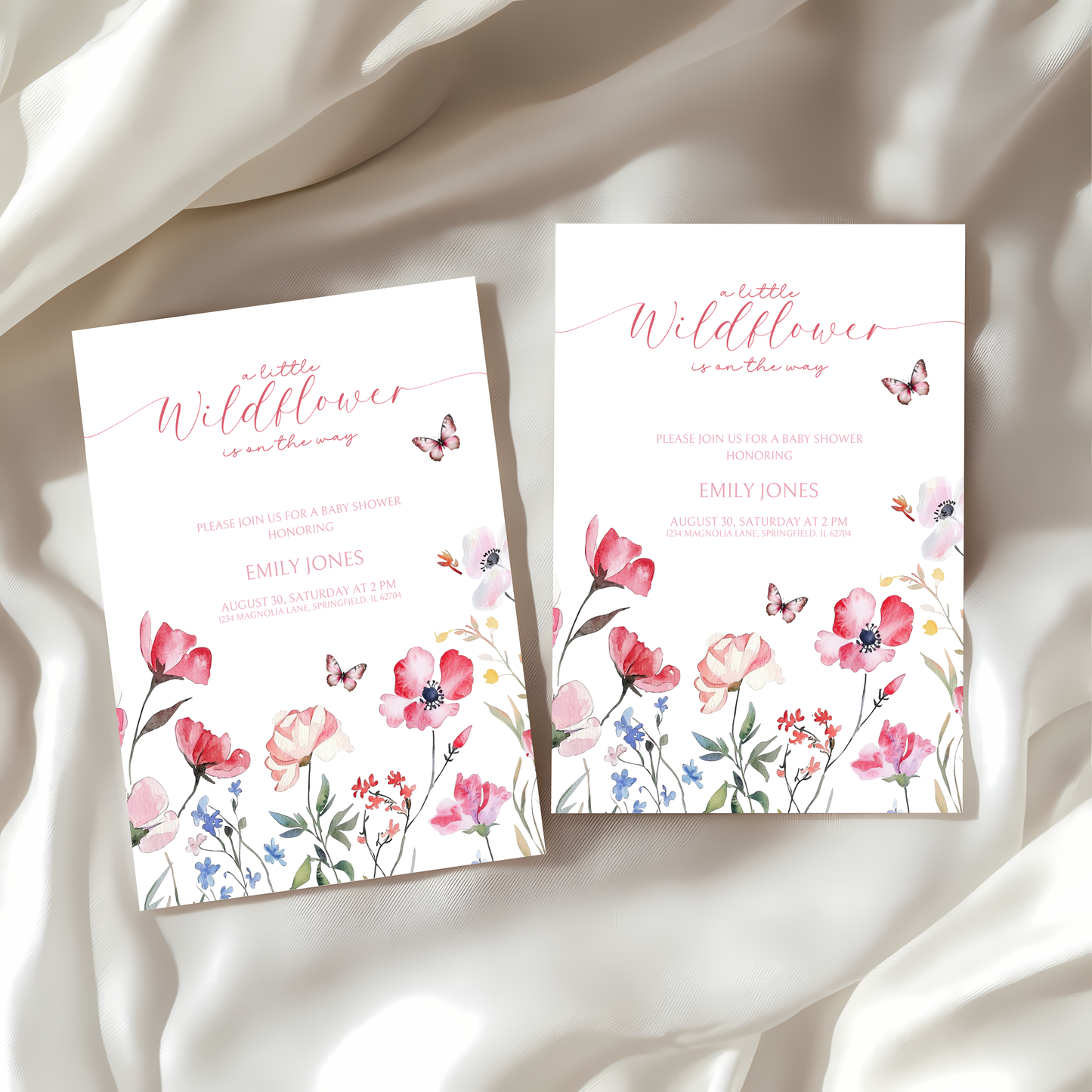 Baby Shower Invitation - A little Wildflower is on the way BS64