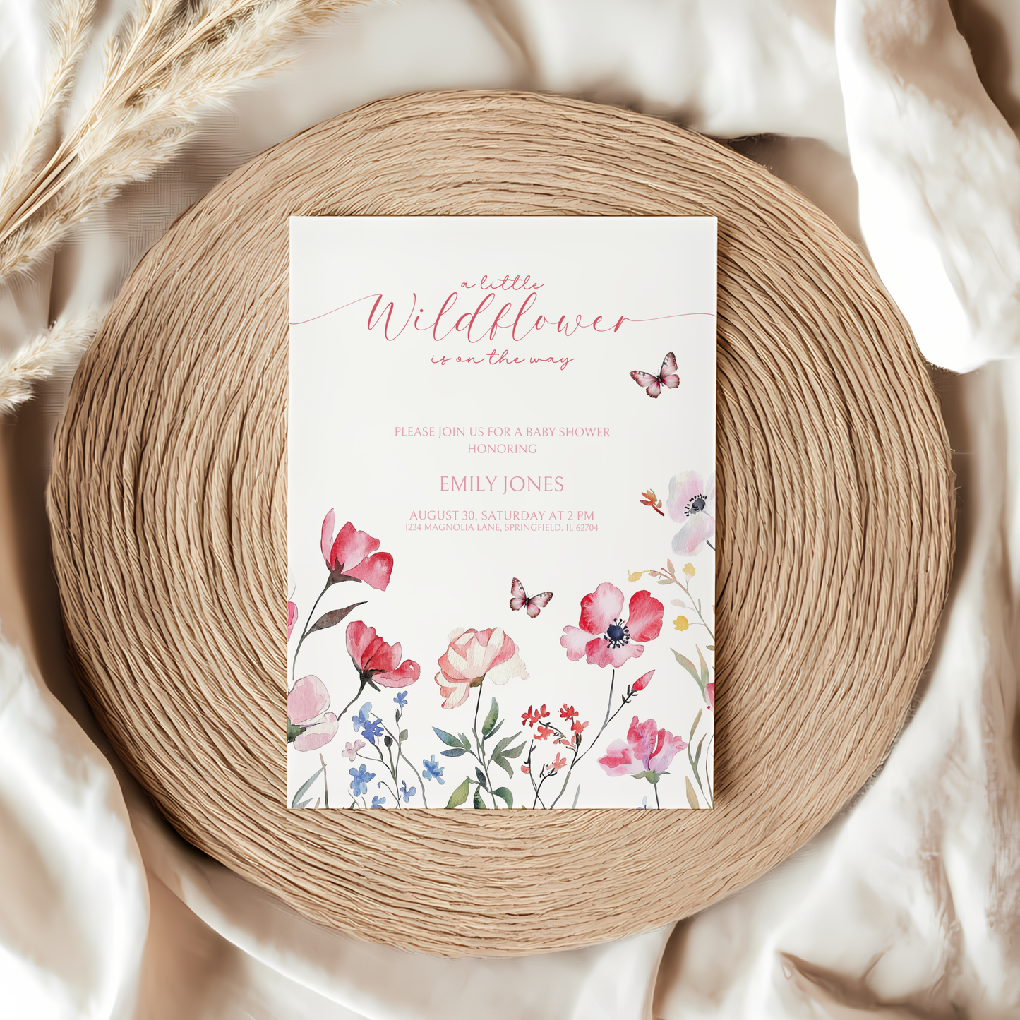 Baby Shower Invitation - A little Wildflower is on the way BS64