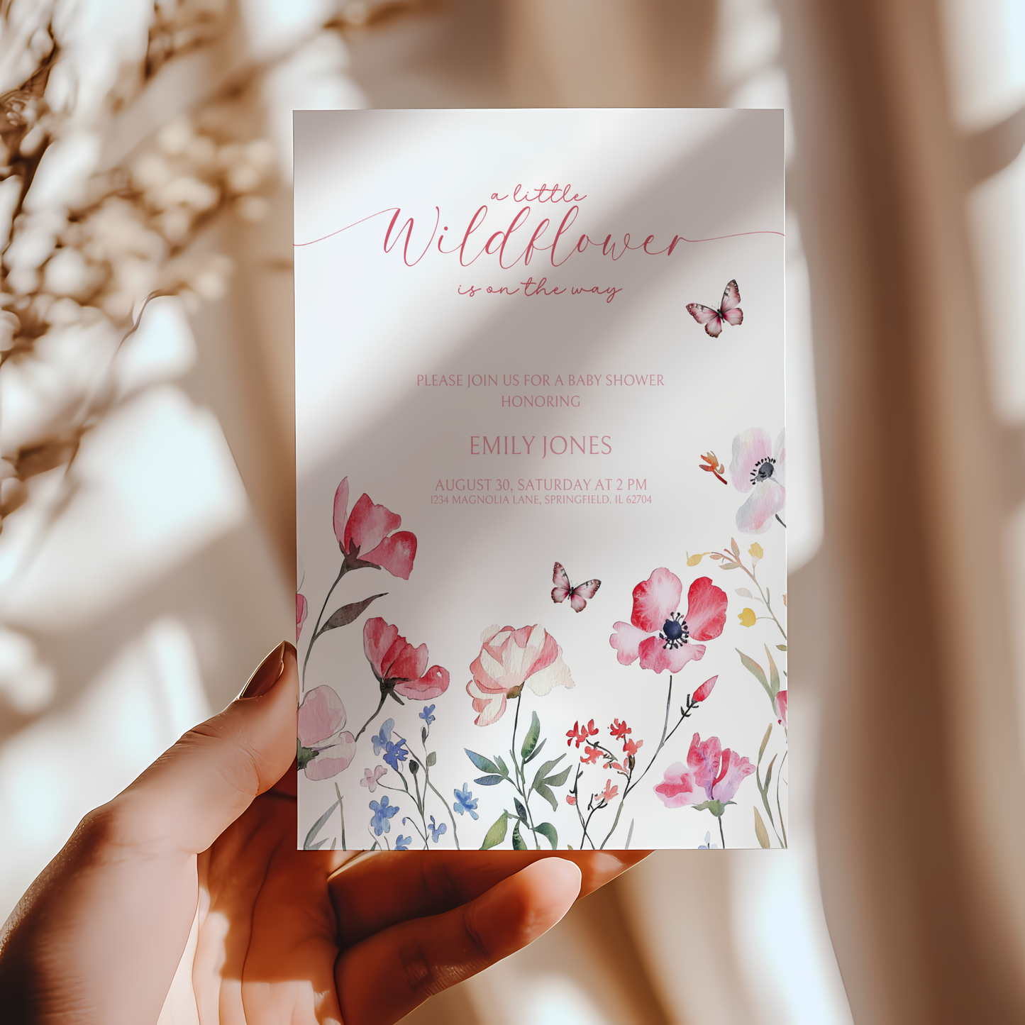 Baby Shower Invitation - A little Wildflower is on the way BS64