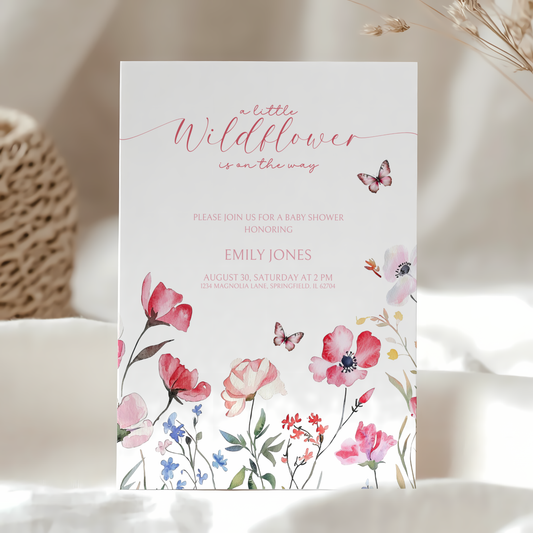Baby Shower Invitation - A little Wildflower is on the way BS64