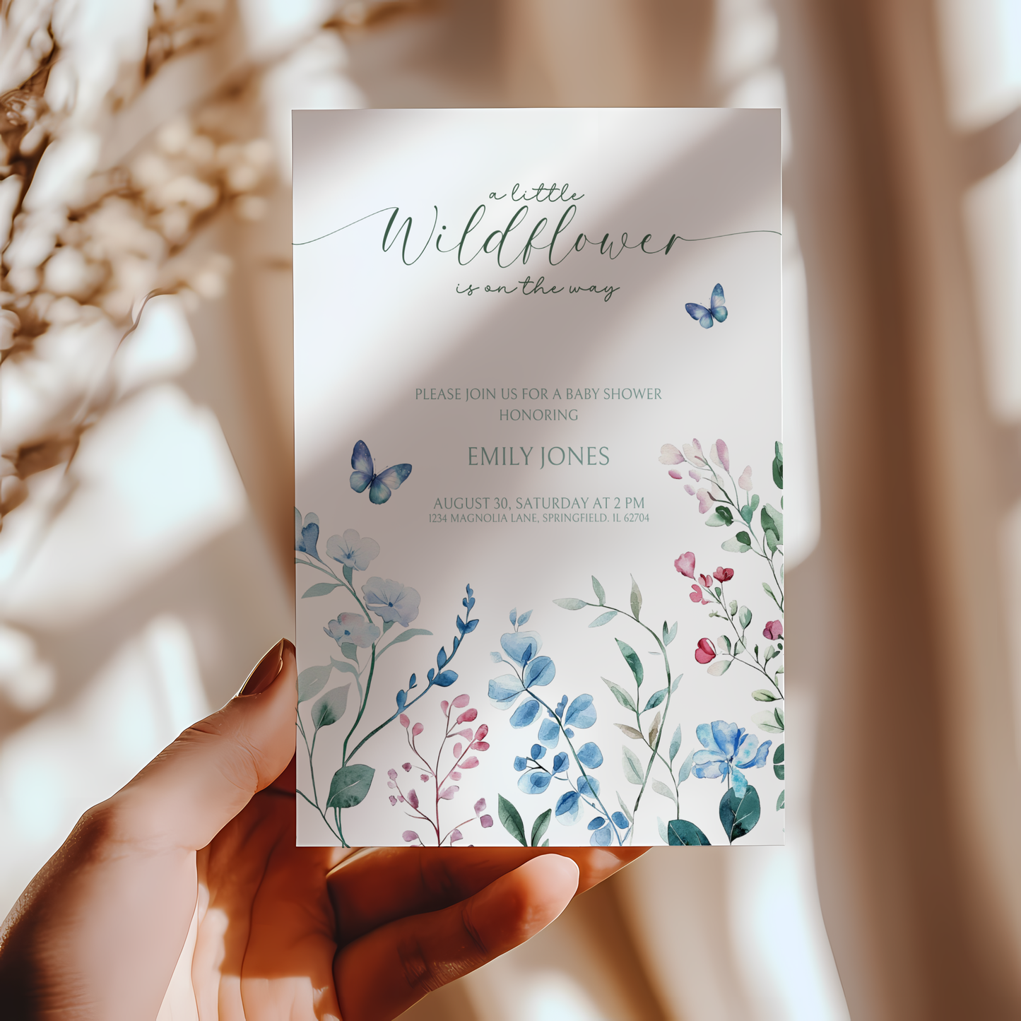 Baby Shower Invitation - A little Wildflower is on the way BS65