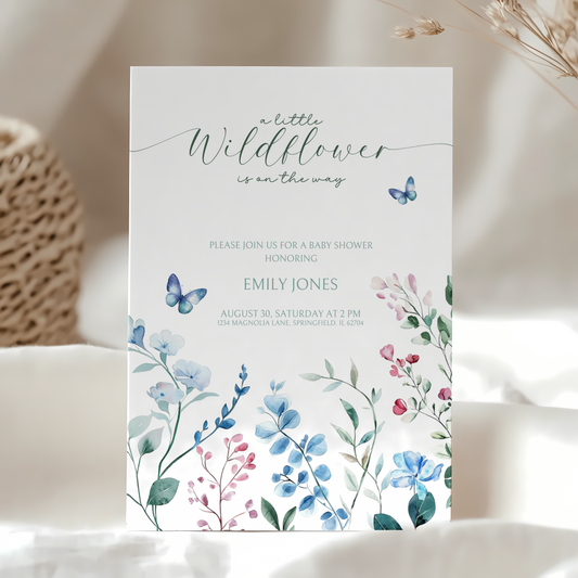 Baby Shower Invitation - A little Wildflower is on the way BS65