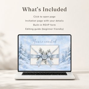 Winter Onederland First Birthday Website Invitation L185