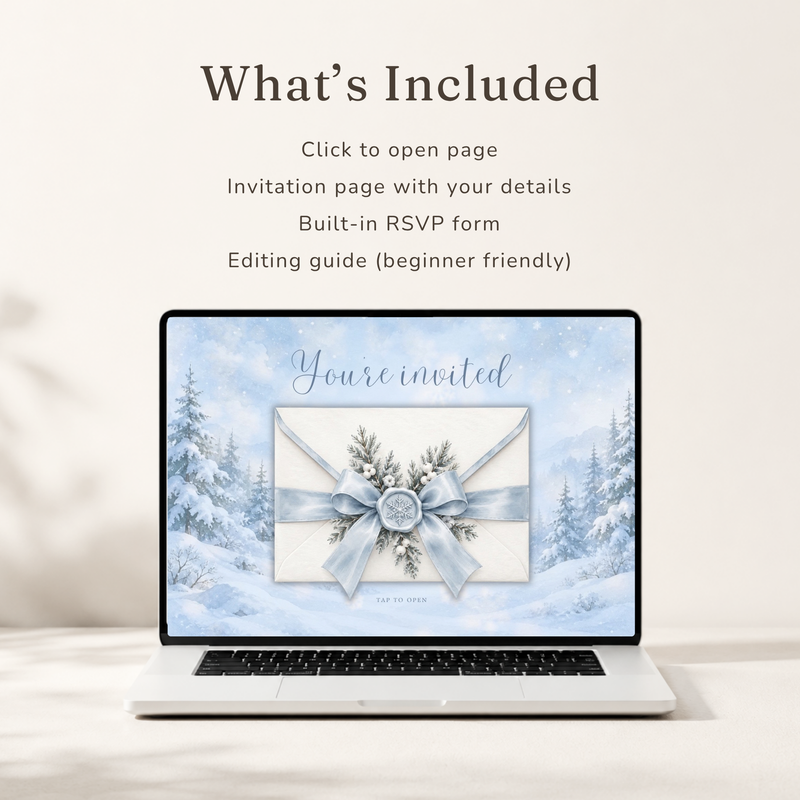Winter Onederland First Birthday Website Invitation L185