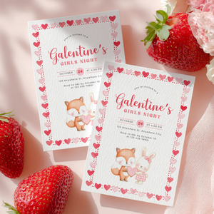 Galentine's Girls Night Party Invitation Woodland Theme L81