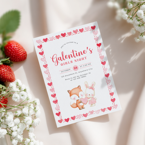 Galentine's Girls Night Party Invitation Woodland Theme L81