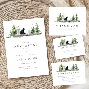 Baby Shower Invitation Bundle - Woodland Forest Bear BS197