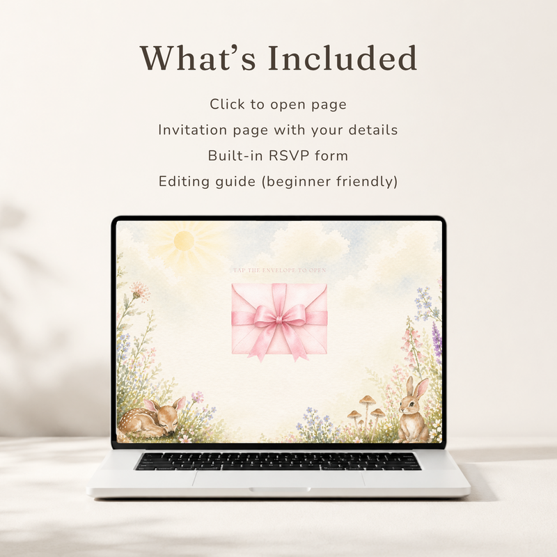 Floral Woodland Baby Shower Website Template - Editable RSVP Website BS188