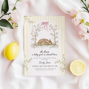 Butter Yellow Deer Baby Shower Invitation BS292