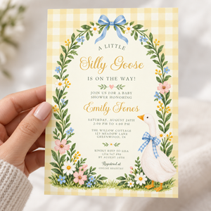 Silly Goose Baby Shower Invitation – Yellow Gingham BS335