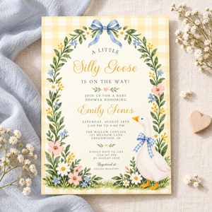 Silly Goose Baby Shower Invitation – Yellow Gingham BS335