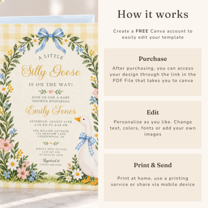 Silly Goose Baby Shower Invitation – Yellow Gingham BS335
