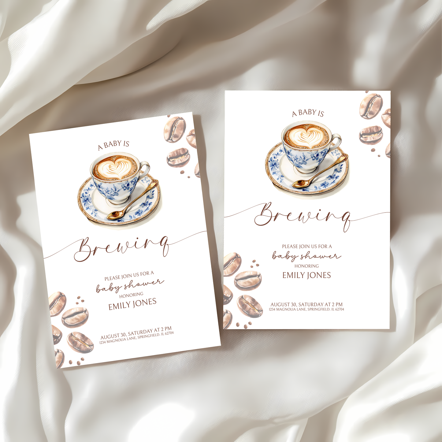 Baby Shower Invitation - Coffee Bean Baby is Brewing BS59