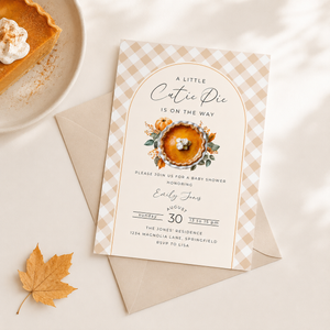Baby Shower Invitation - A Little Cutie Pie Is On The Way Fall Pumpkin Pie BS207