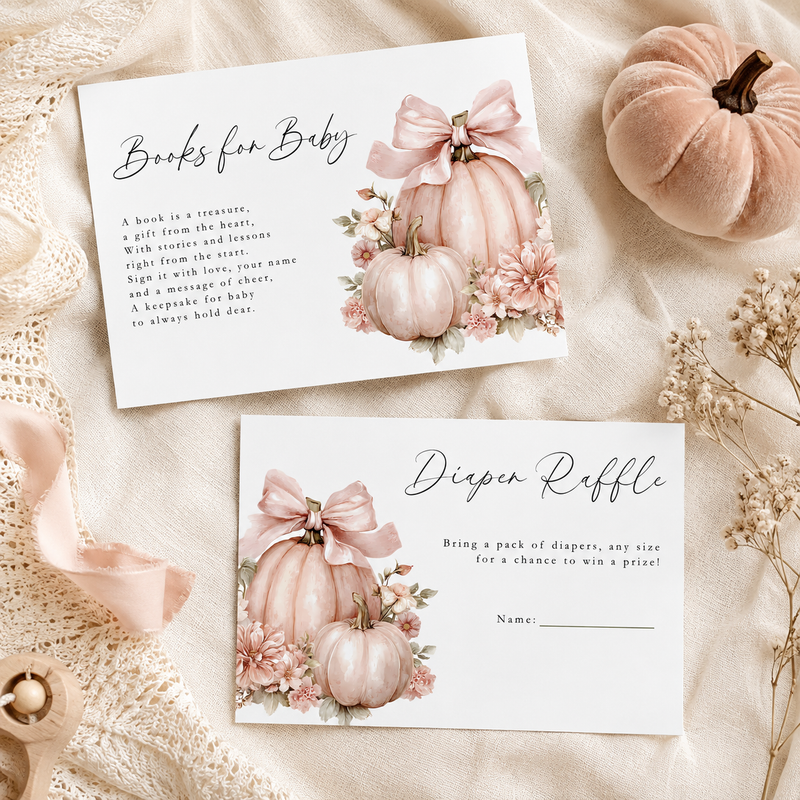 Pink Little Pumpkin Baby Shower Invitation Bundle BS233